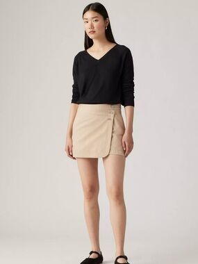 Levi's Beige Wrap-Front Mini Skirt